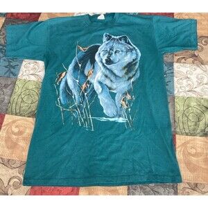 Harlequin Nature Vintage Wolf Graphic T Shirt Single Stitch Men's Size Large